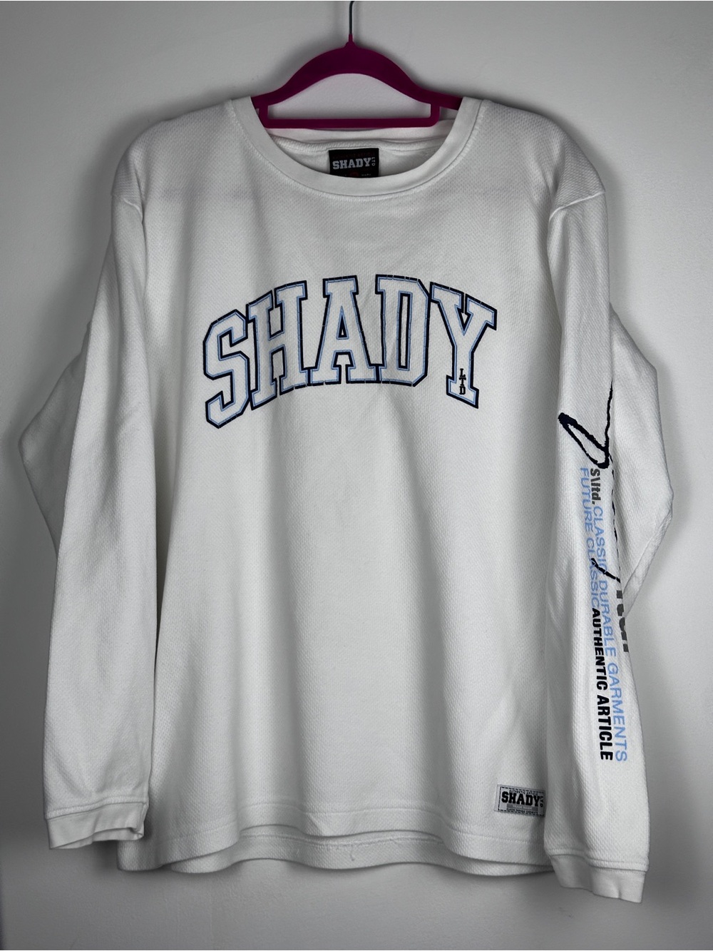 Vintage Y2K Shady Ltd Eminem Long Sleeve Thermal Shirt M White Hip Hop Rap